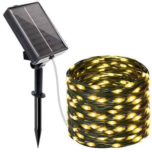 btfarm Solar Lichterkette Aussen mit Timer, 10M 100 LED Lichterkette Außen Solar Wetterfest 8 Modi IP65 Wasserdicht Solarlichterkette Outdoor für Garten Zaun Baum Hof Balkon Deko (Warmweiß) von btfarm