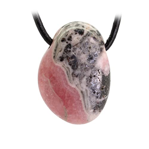 Budawi® Rhodochrosit Trommelstein Anhänger Kettenanhänger mit Lederband von budawi-Anhänger