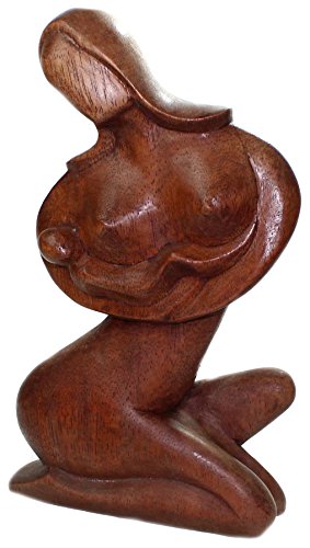 budawi® - Schwangere Frau (Frau mit Kind), Höhe 20 cm, Holzskulptur, Holzfigur Frau mit Baby von budawi-Deko