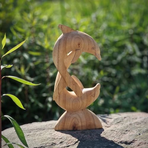 budawi® Delfin Holzskulptur tanzende Delfine Höhe ca. 32 cm Holzfigur Kunsthandwerk aus Bali von budawi