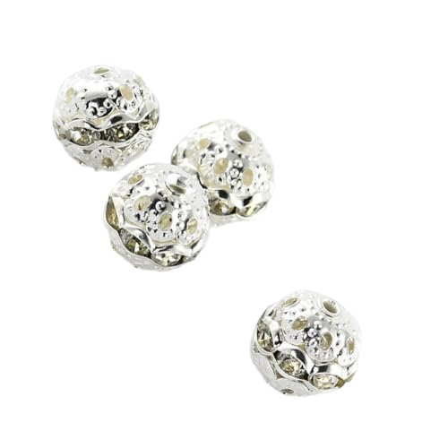 budiniao 100 Stück Strassperlen mit Löchern, aushöhlen, Polieren, runde Kugel, Zubehör, Schmuckzubehör, Armbänder, Silber/Strass, 6mm budiniao 100 Stück Strassperlen mit Löchern, aushöhlen, Polieren, runde Kugel, Zubehör, Schmuckzubehör, Armbänder, Silber/Strass, 6mm von budiniao