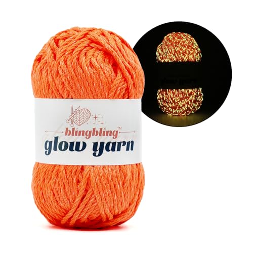 BulingBuling Leuchtendes Garn – 100 g, DK #3, leicht, anfängerfreundliches Häkel- und Strickzubehör, Orange, 1 Packung von bulingbuling
