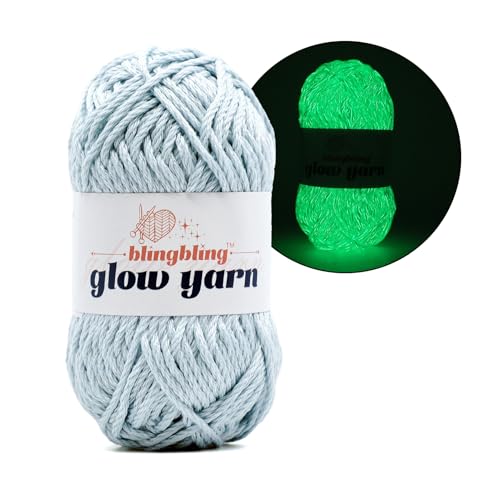 BulingBuling Leuchtendes Garn – 100 g, DK #3, leicht, anfängerfreundliches Häkel- und Strickzubehör (Eisblau, 1 Stück) von bulingbuling