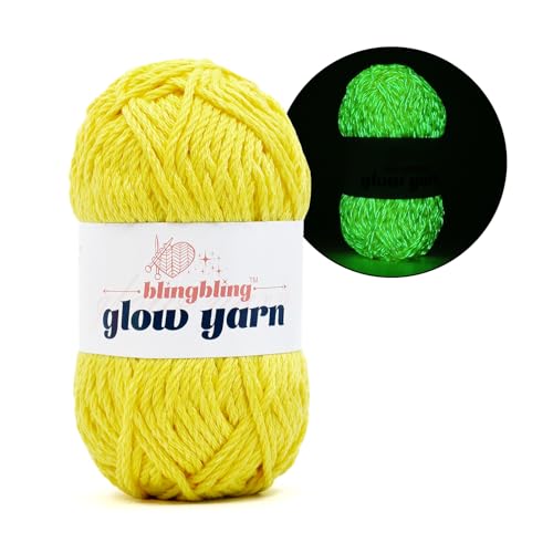 BulingBuling Leuchtendes Garn – 100 g, DK #3, leicht, anfängerfreundliches Häkel- und Strickzubehör (reines Gelb, 1 Stück) von bulingbuling