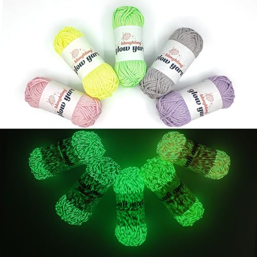 Bulingbuling Leuchtendes Garn, 5 Stück, buntes Garn, insgesamt 260 g, Häkelgarn zum Häkeln, Garn für Bastelarbeiten, Stricken, Häkeln und Basteln (Bunt-3) von bulingbuling