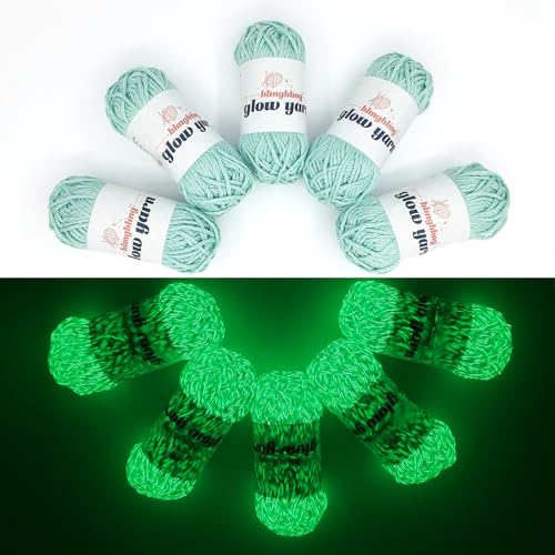 Bulingbuling Leuchtendes Garn, 5 Stück, buntes Garn, insgesamt 260 g, Häkelgarn zum Häkeln, Garn für Bastelarbeiten, Stricken, Häkeln und Basteln (Cyan) von bulingbuling