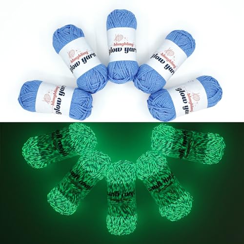 Bulingbuling Leuchtendes Garn, 5 Stück, buntes Garn, insgesamt 260 g, Häkelgarn zum Häkeln, Garn für Bastelarbeiten, Stricken, Häkeln und Basteln (blau) von bulingbuling