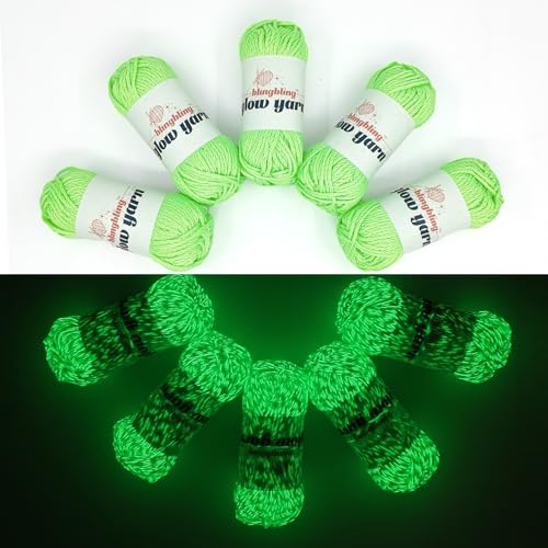 Bulingbuling Leuchtendes Garn, 5 Stück, buntes Garn, insgesamt 260 g, Häkelgarn zum Häkeln, Garn für Bastelarbeiten, Stricken, Häkeln und Basteln (fluoreszierendes Grün) von bulingbuling