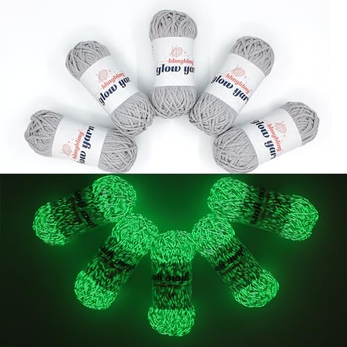 Bulingbuling Leuchtendes Garn, 5 Stück, buntes Garn, insgesamt 260 g, Häkelgarn zum Häkeln, Garn für Bastelarbeiten, Stricken, Häkeln und Basteln (grau) von bulingbuling