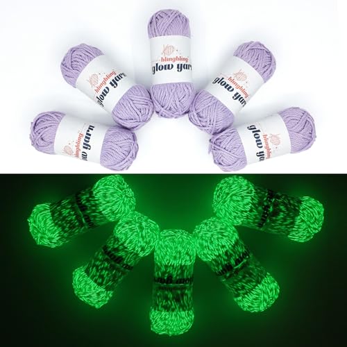 Bulingbuling Leuchtendes Garn, 5 Stück, buntes Garn, insgesamt 260 g, Häkelgarn zum Häkeln, Garn für Bastelarbeiten, Stricken, Häkeln und Basteln (lila) von bulingbuling