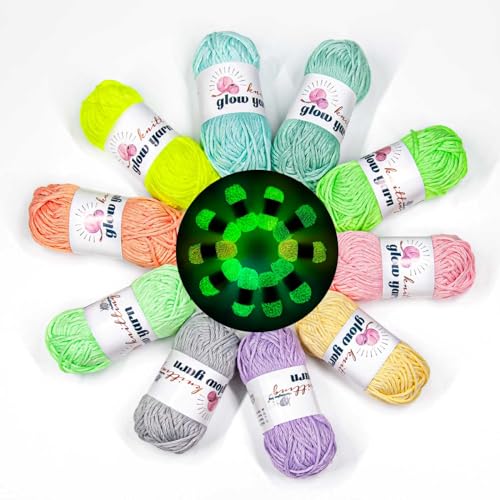 Bulingbuling Leuchtet im Dunkeln, Häkelgarn zum Häkeln, Garn für Bastelarbeiten, Stricken, Häkeln und Basteln, 10 Stück à 520 g, 500 m, bunt Bulingbuling Leuchtet im Dunkeln, Häkelgarn zum Häkeln, Garn für Bastelarbeiten, Stricken, Häkeln und Basteln, 10 Stück à 520 g, 500 m, bunt von bulingbuling