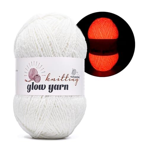 Garn leuchtet im Dunkeln, 100 g, Kammgarn, super sperrig, Nr. 6, 110 m, Weiß Garn leuchtet im Dunkeln, 100 g, Kammgarn, super sperrig, Nr. 6, 110 m, Weiß von bulingbuling