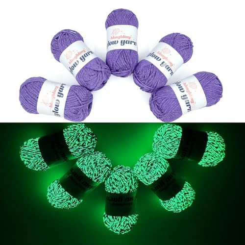 Glow in the Dark Garn, 5 Pack Rose Total 260g/9oz-273Yards, Crochet Yarn for Crocheting, DIY Art, Knitting, Crocheting and Crafts.(Dark Purple) von bulingbuling
