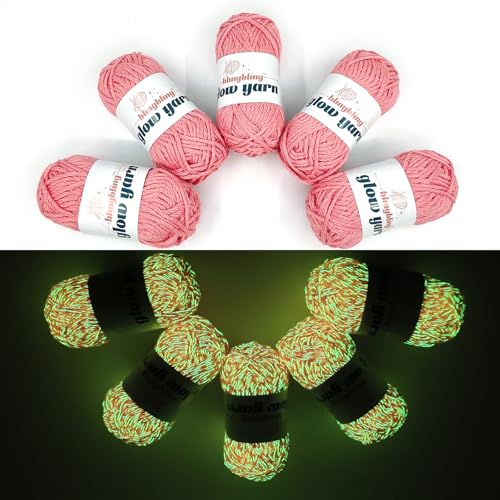 Glow in the Dark Garn, 5 Pack Rose Total 260g/9oz-273Yards, Crochet Yarn for Crocheting, DIY Art, Knitting, Crocheting and Crafts.(Reddish Pink) von bulingbuling