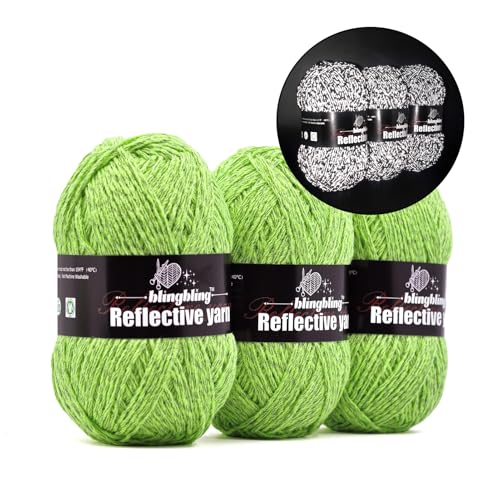 Reflektierendes Garn, Häkeln/Stricken, Schals, Mützen, Socken, Masken und andere im Dunkeln leuchtende Garnprojekte, reflektierendes Garn hat 230 Meter pro Rolle (grün) von bulingbuling