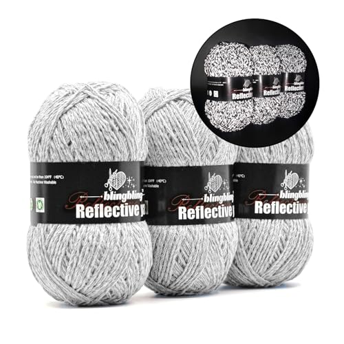 Reflektierendes Garn, Häkeln/Stricken, Schals, Mützen, Socken, Masken und andere im Dunkeln leuchtende Garnprojekte. Reflektierendes Garn hat 230 Meter pro Rolle (weiß) von bulingbuling