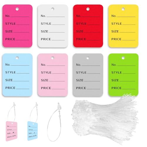 900 Stück Preis Etiketten und Hang Tag String, 8 Farben Preisschilder mit Aufhängeschild-Schnüren, 400 Hängeetiketten und 500 Nylon String für Kleidung Schmuck Display 900 Stück Preis Etiketten und Hang Tag String, 8 Farben Preisschilder mit Aufhängeschild-Schnüren, 400 Hängeetiketten und 500 Nylon String für Kleidung Schmuck Display von bumnay
