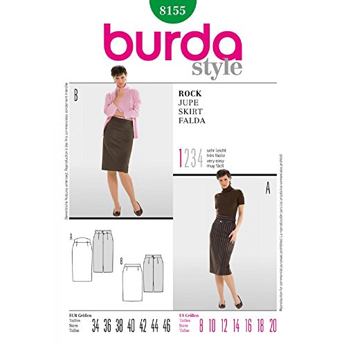 Burda 8155 Schnittmuster Bleistift-Rock (Damen, Gr, 34-46) Level 1 super Easy von Burda