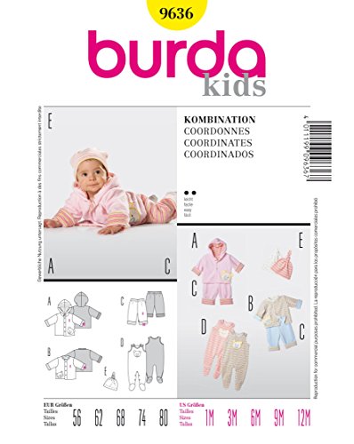 Burda 9636 Schnittmuster Jacke Hose Strampler (Baby, Gr, 56-80) Level 2 leicht von Burda