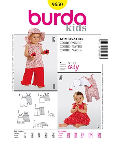 Burda 9650 Schnittmuster Overall TrŠger-Kleid Hose (Baby, Gr, 62 - 86) Level 1 super easy von burda style