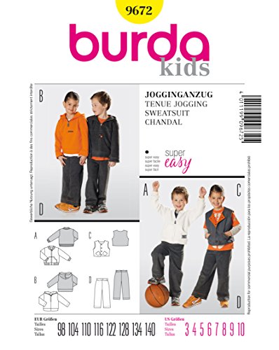 Burda 9672 Schnittmuster Jogginganzug (Kids, Gr, 98-140) Level 1 super Easy von Burda