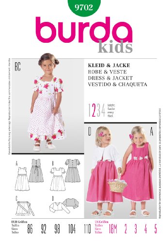 Burda 9702 Schnittmuster Kleid & Jacke (Kids, Gr, 86-110) Level 2 Leicht von burda style