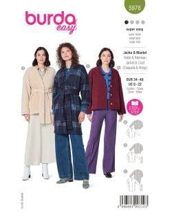 burda style Schnittmuster, 5976, Jacken und Mantel selber nähen [Damen, Gr. 34 - 48] Level 1 für Anfänger von burda style