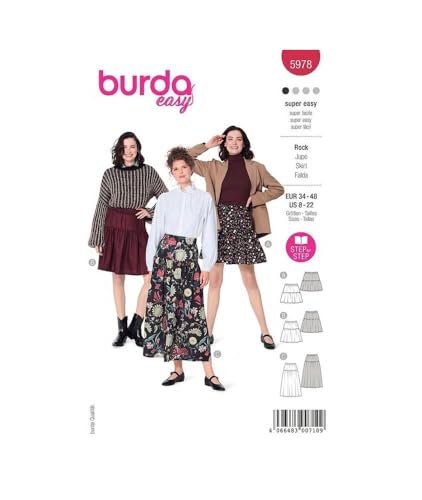 burda style Schnittmuster, 5978, Röcke selber nähen [Damen, Gr. 34 - 48] Level 1 für Anfänger, mehrfarbig von burdastyle