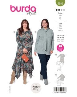 burda style Schnittmuster, 5986, Jerseykleid und Tunika selber nähen [Damen, Gr. 44 - 54] Level 2 für Anfänger, mehrfarbig von burda style