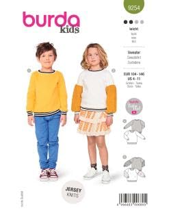 Burda Style Schnittmuster 9254 | Sweatshirt | Hoodie | Pullover zum selber nähen | Kinder, Gr. 104 - 146 | Nählevel: leicht von burda style
