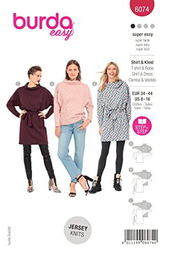 Burda Style Schnittmuster B6074 Oberteil und Kleid für Damen von burdastyle