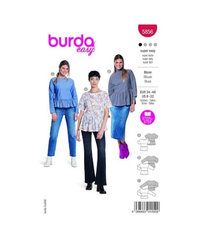 Burda Schnittmuster, 5856, Bluse, [Damen, Gr. 34-48], Level 1 super easy von burdastyle