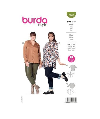 Burda Schnittmuster, 5965, Bluse selber nähen [Damen, Gr. 44 - 54] Level 2 für Anfänger von burdastyle
