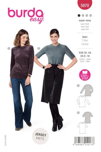 Burda Schnittmuster, 5970, Shirt selber nähen [Damen, Gr. 34 - 44] Level 1 für Anfänger von burdastyle