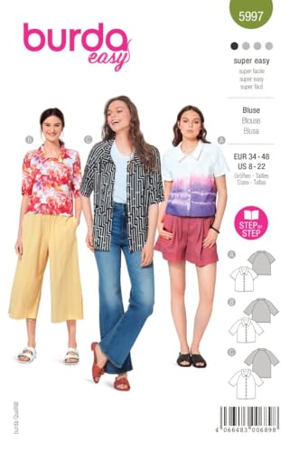 Burda Style Katalog-Schnittmuster Hemdblusen in verschiedenen Längenvariationen | Damen, Gr. 34-48 | Nählevel: Sehr leicht #5997 von Burda