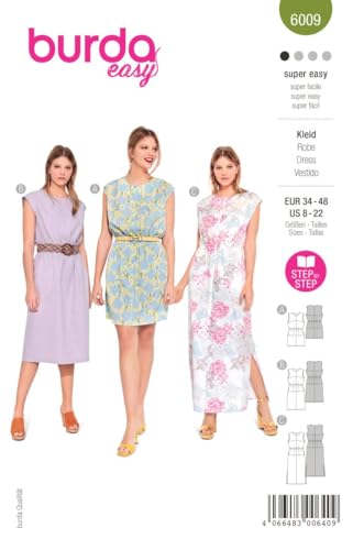 Burda Style Katalog-Schnittmuster Kleid | Damen, Gr. 34-48 | Nählevel: Sehr leicht #6009 von Burda