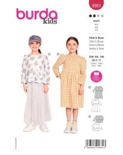 Burda Style Katalog-Schnittmuster Kleid und Oberteil mit Raffungen | Kinder, Gr. 104-146 | Nählevel: Leicht #9263 von Burda