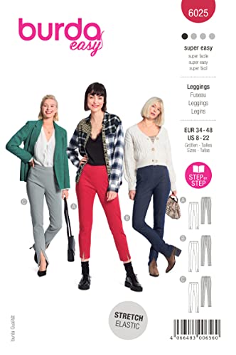 Burda Style Katalog-Schnittmuster Leggings mit Reißverschluss | Damen, Gr. 34-48 | Nählevel: Sehr leicht #6025 von Burda