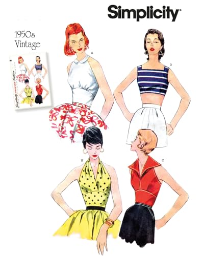 Simplicity Schnittmuster 7071.D5, Vintage Set Tops [Damen, Gr.30-38], selber nähen, geeignet für Fortgeschrittene [L3] von burdastyle