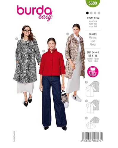 burda easy Schnittmuster Damen Mäntel im Retro-Look #5688 Gr. 34-44 von burdastyle