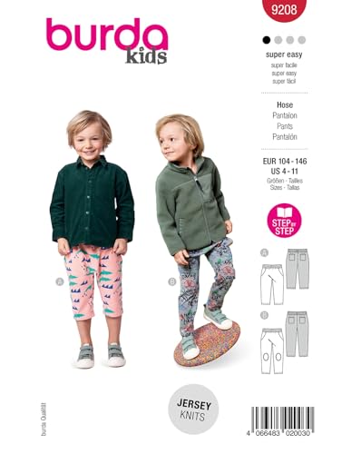 burda kids Schnittmuster Kinder Jogginghosen mit Gummibund #9208 Gr. 104-146 von burdastyle
