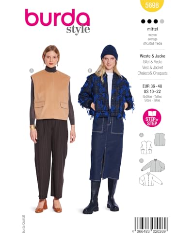 burda style Schnittmuster Damen Westen mit Knöpfen #5698 Gr. 36-48 von burdastyle