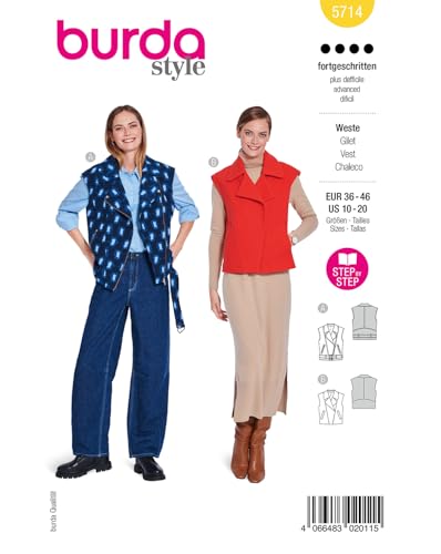 burda style Schnittmuster Damen Westen mit Taschen #5714 Gr. 36-46 von burdastyle