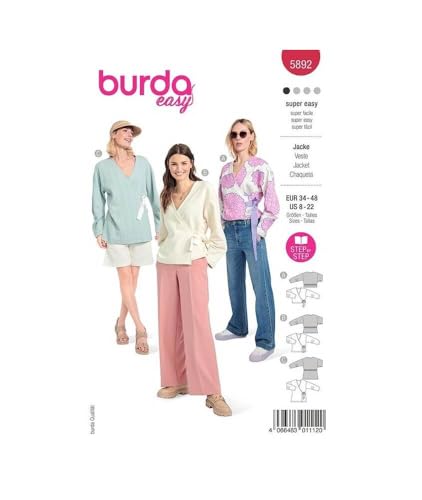 burdastyle Schnittmuster 5892 | Wickeljacke in verschiedenen Varianten zum selber nähen | Damen, Gr. 34-48 | Nählevel: leicht burdastyle Schnittmuster 5892 | Wickeljacke in verschiedenen Varianten zum selber nähen | Damen, Gr. 34-48 | Nählevel: leicht von burdastyle