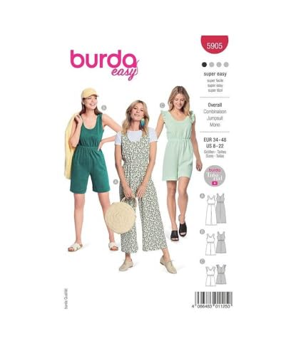 burdastyle Schnittmuster 5905 | Einteiler in verschiedenen Längen zum selber nähen | Damen, Gr. 34-48 | Nählevel: sehr leicht von burdastyle