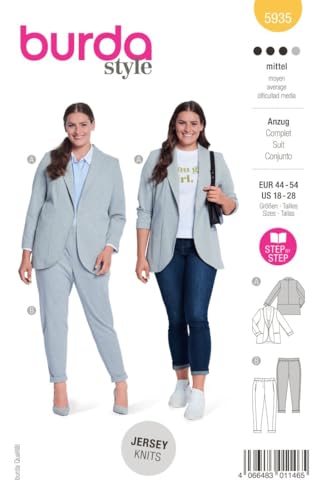 burdastyle Schnittmuster 5935 | Anzughose und Anzugjacke zum selber nähen | Damen, Gr. 38-58 | Nählevel: mittel von burdastyle