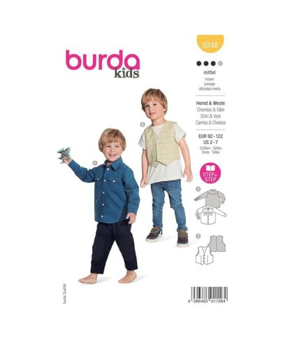 burdastyle Schnittmuster 9248 | Hemd und Weste für Jungs zum selber nähen | Mädchen, 92-122 | Nählevel: fortgeschritten von burdastyle