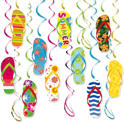 Hawaiianische Sommer-Luau-Geburtstagsparty-Dekorationen, Zubehör – Pool-Strand-Flip-Flop-Hausschuhe, hängende Wirbel, Banner, tropische Tiki-Girlande, Büro-Outdoor-Hintergrund, Dekoration, 14 Stück Hawaiianische Sommer-Luau-Geburtstagsparty-Dekorationen, Zubehör – Pool-Strand-Flip-Flop-Hausschuhe, hängende Wirbel, Banner, tropische Tiki-Girlande, Büro-Outdoor-Hintergrund, Dekoration, 14 Stück von burgleda