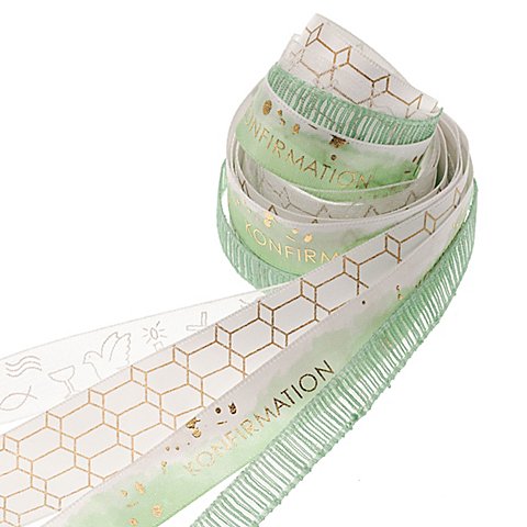 Bänderpaket "Konfirmation", weiß-grün, 10–25 mm, 4x 2 m Bänderpaket "Konfirmation", weiß-grün, 10–25 mm, 4x 2 m von buttinette