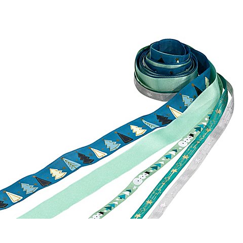 Bänderpaket "Weihnachten", grün-blau, 10–25 mm, 5x 2 m Bänderpaket "Weihnachten", grün-blau, 10–25 mm, 5x 2 m von buttinette